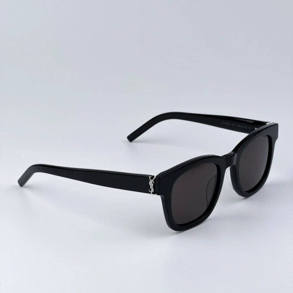 Saint Laurent SLM124 001 BRAND NEW Sunglasses Black Grey Square Unisex